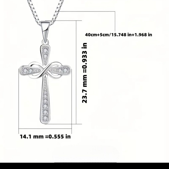 NEW Elegant Silver Cross Pendant Necklace - Picture 2 of 2